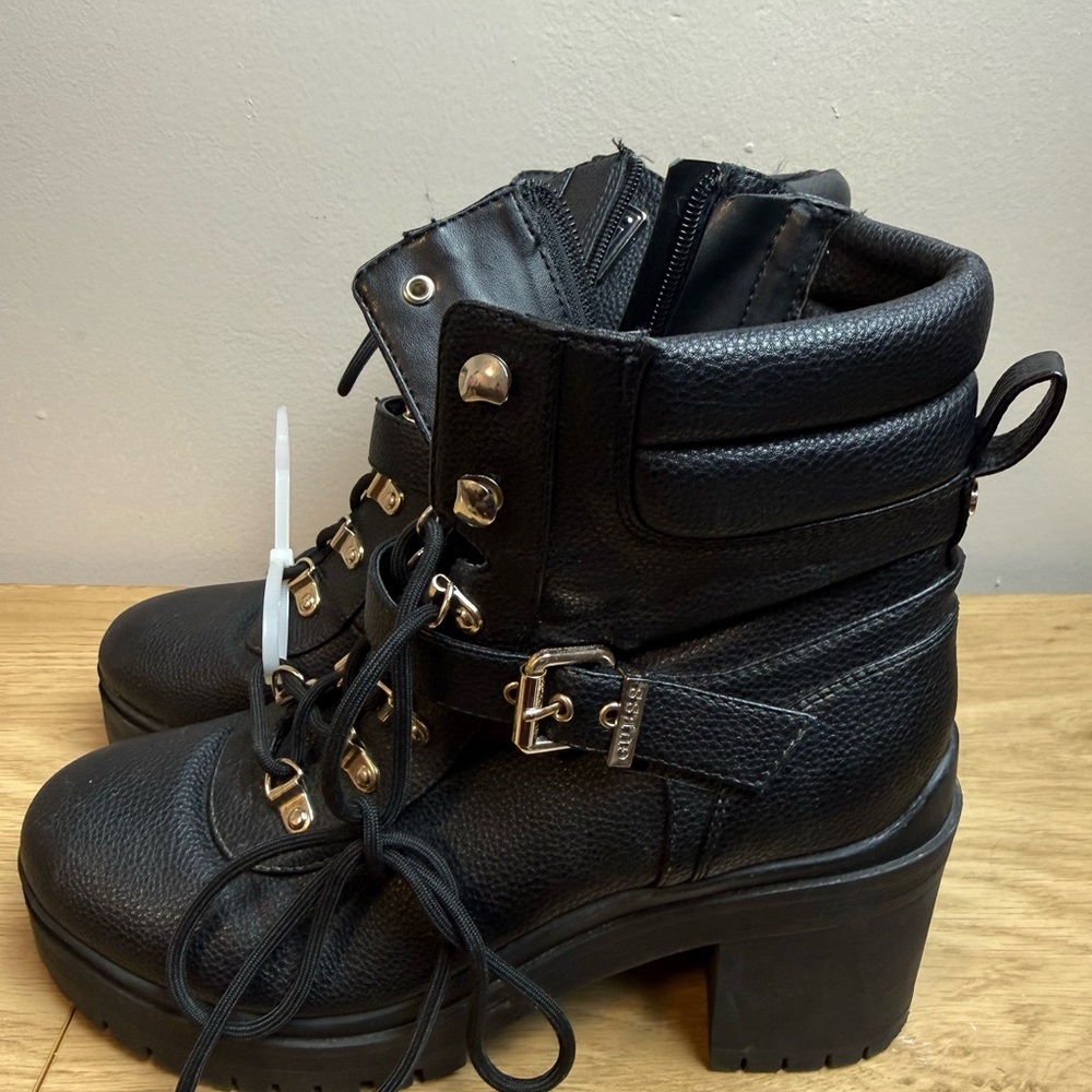 Guess Black Leather Ankle Boots